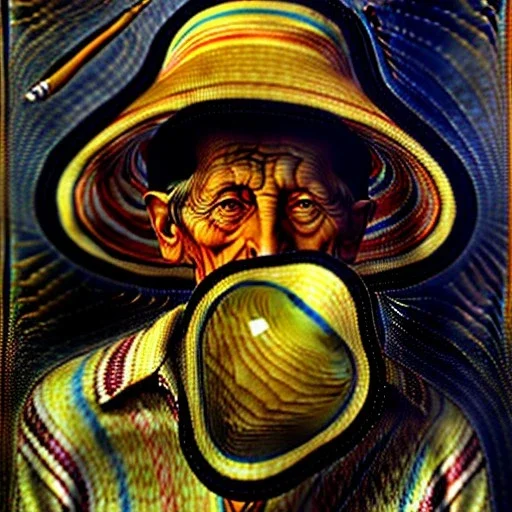 Portrait of OLd Fishermen wearing bucket hat and smoking wooden pipe by edvard munch 8k