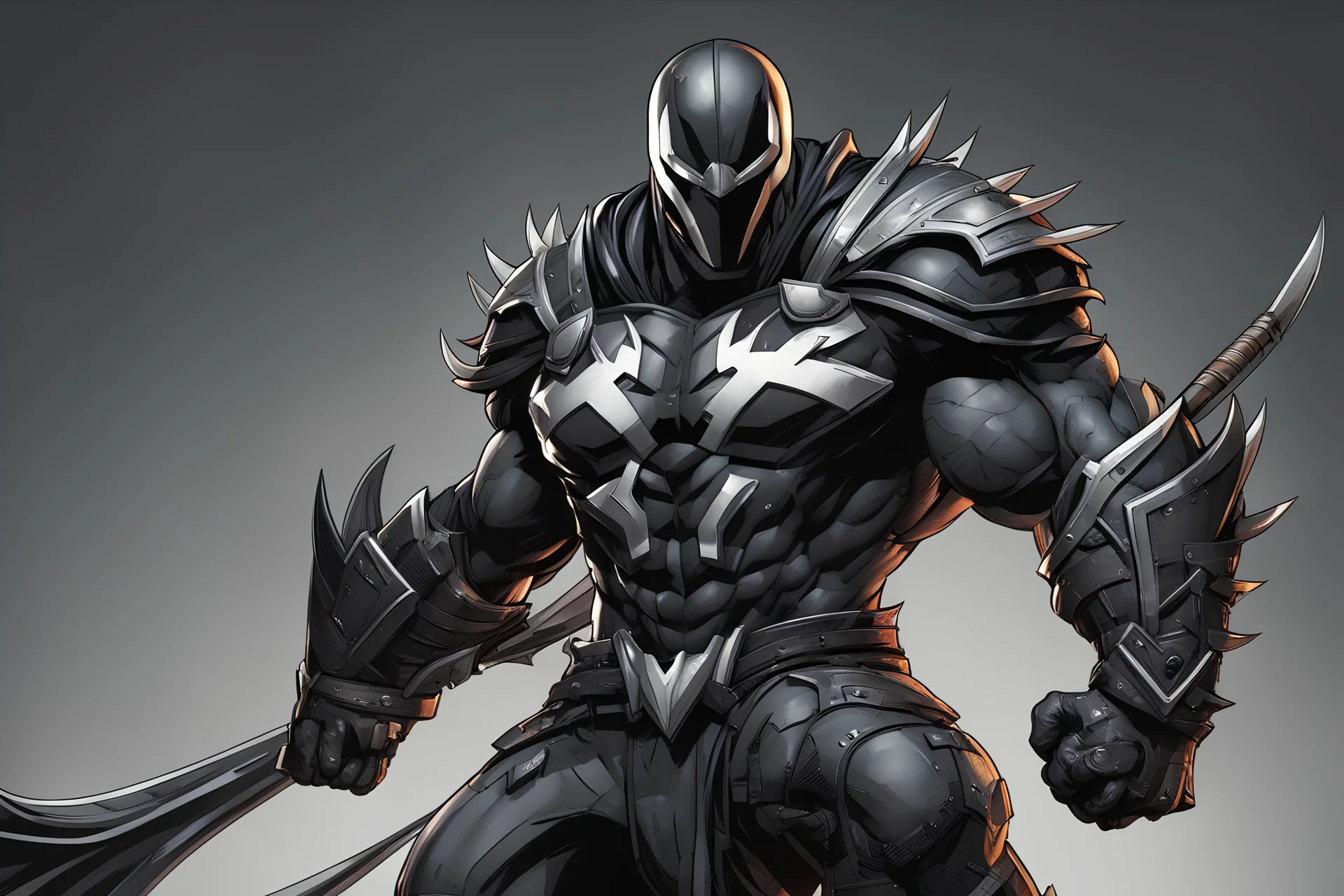 Shredder in 8k comic artstyle, venom them, full body, intricate details, highly detailed, high details, detailed portrait, masterpiece,ultra detailed, ultra quality