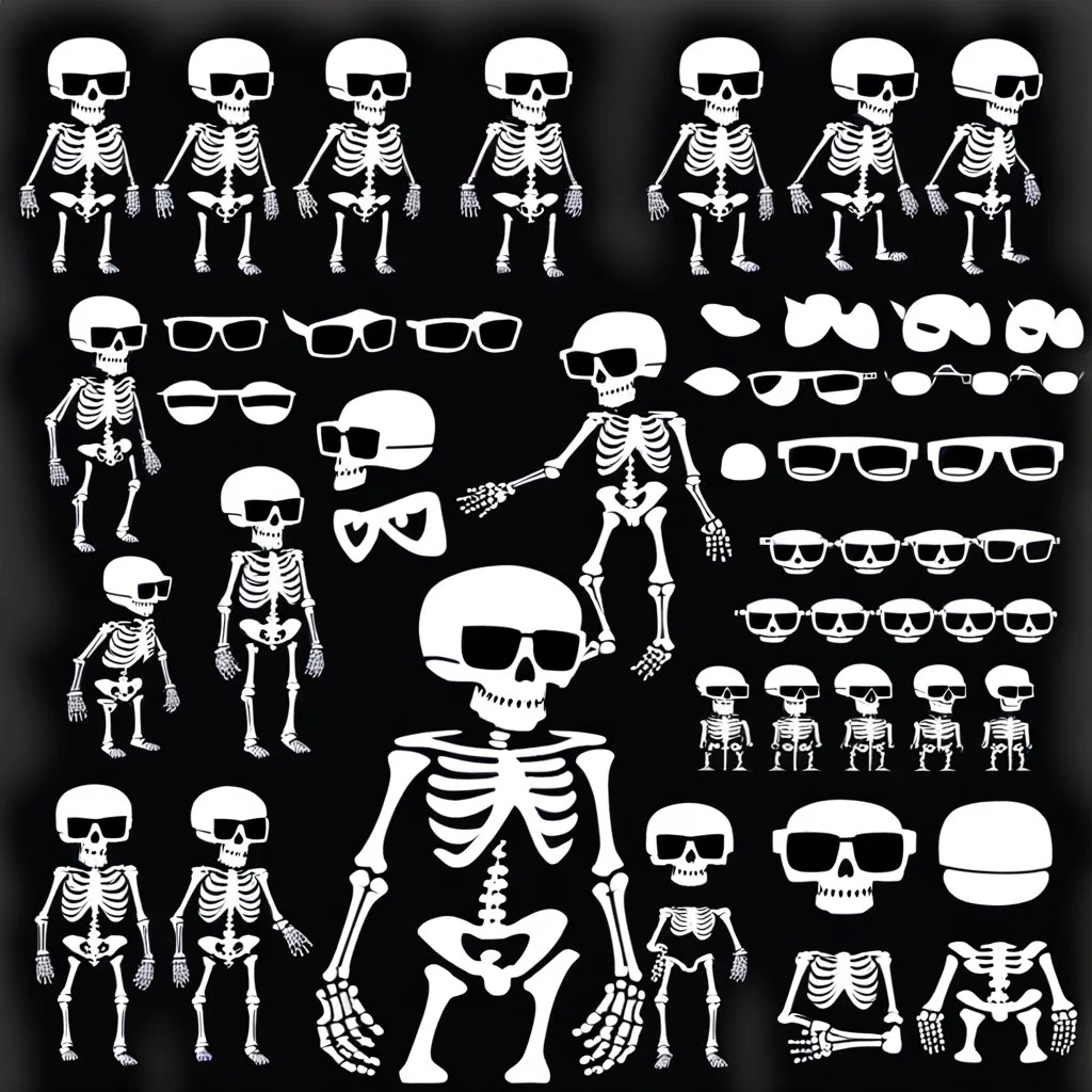 skeleton whit cool sunglasses, GG emotes, sprite sheet