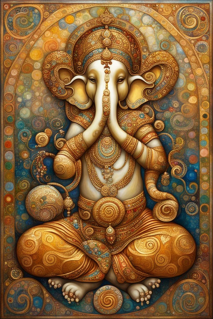 Om Ganesha, painting style of Gustav Klimt