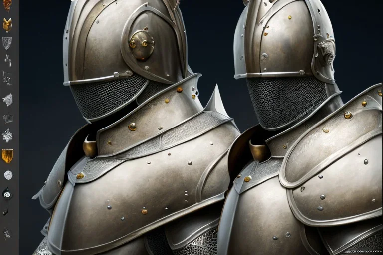 shining medieval knight armor pieces, majestic, great pose, realistic, detailed, metallic, digital painting, Unreal Engine 5