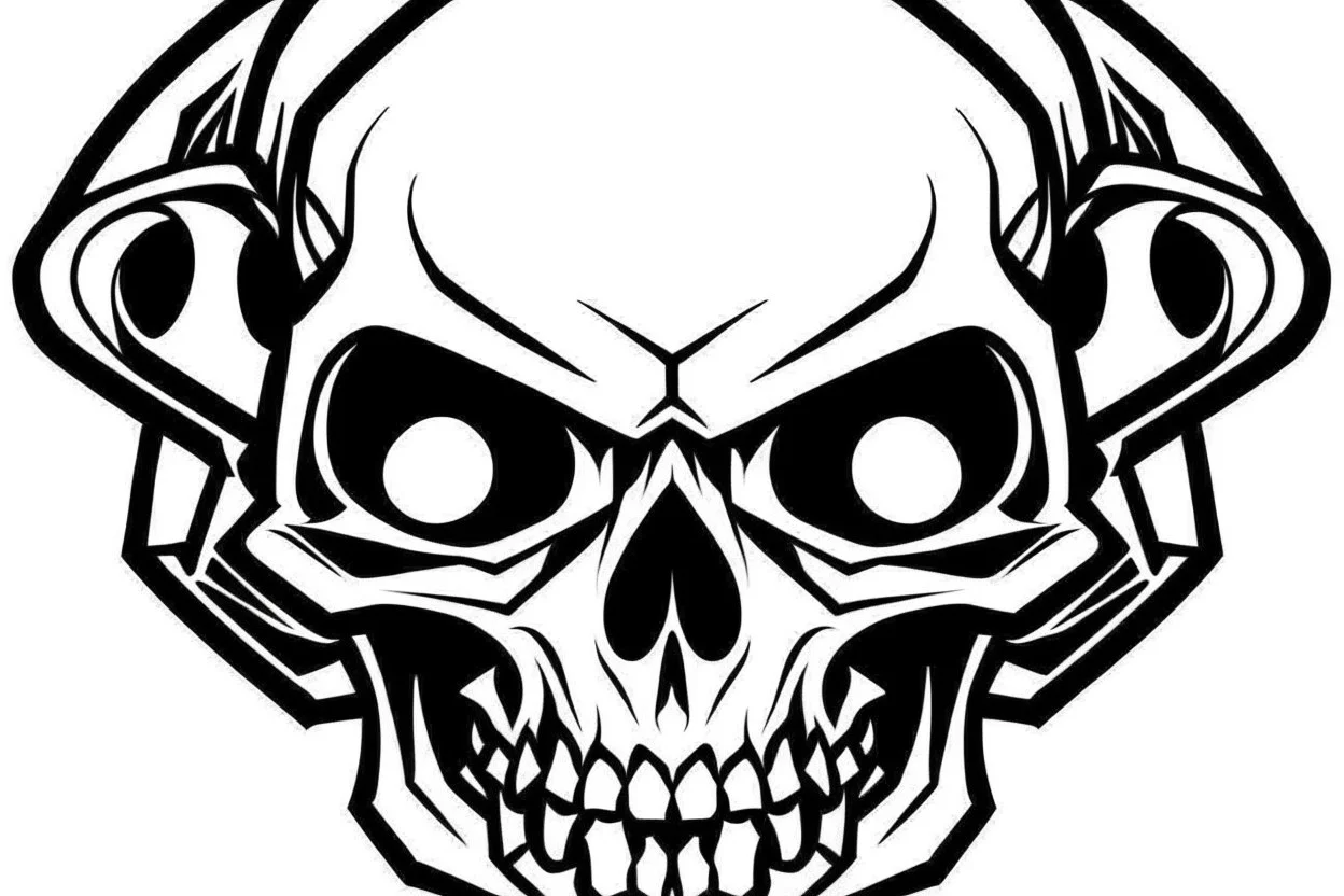 alien head SKULL AND CROSSBONES clip art stencil