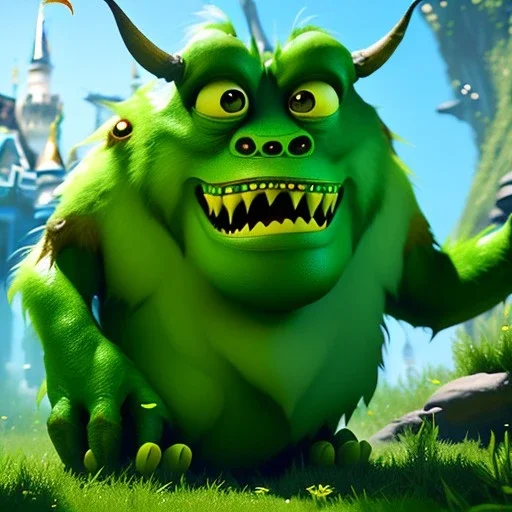 cute disney animation style monster, 8k resolution, ultra hyperdetailed, Unreal Engine 5, very small details, realistic, normal colours, realistic lighting, complex 3d render, cinema 4d