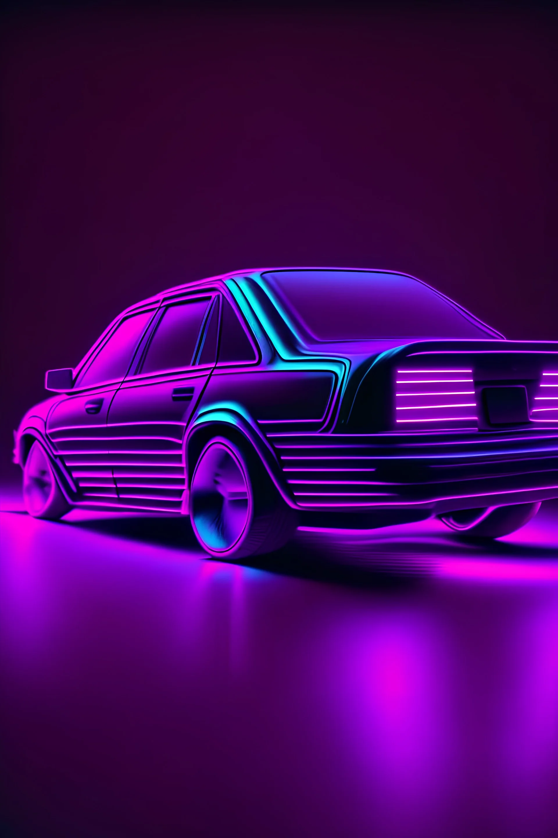 Sedan Car , animated, neon, purple, 4k