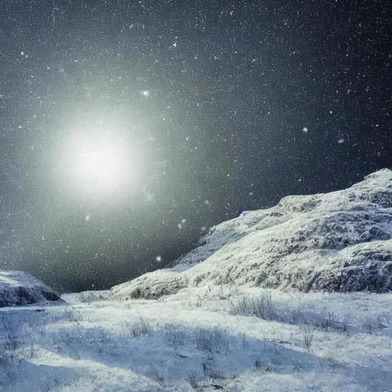 winter landscape, crystal, stars