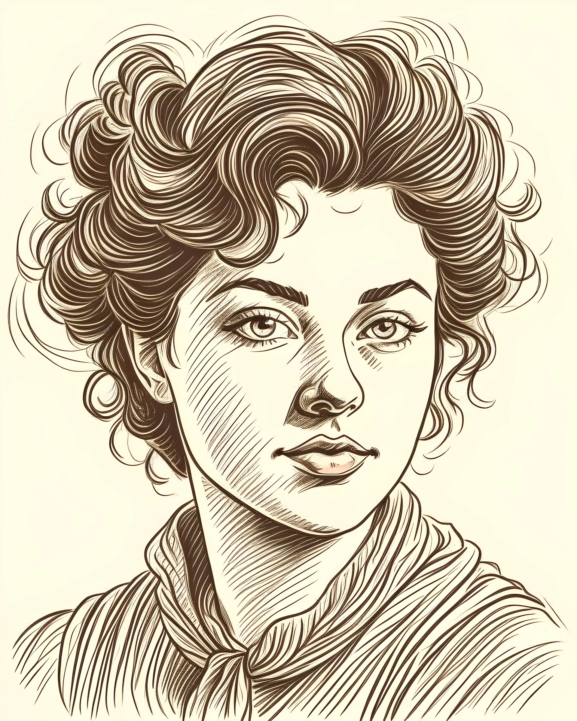 A woman portrait in the style of a drawing