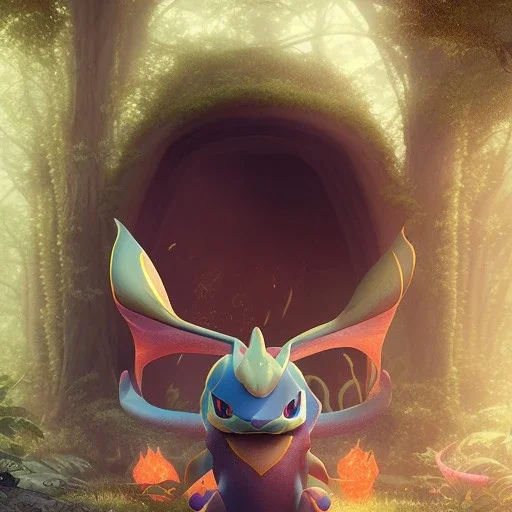 Mystery pokemon,Ambiance dramatique, hyperrealisme, 8k, high quality, lot of details, portrait,