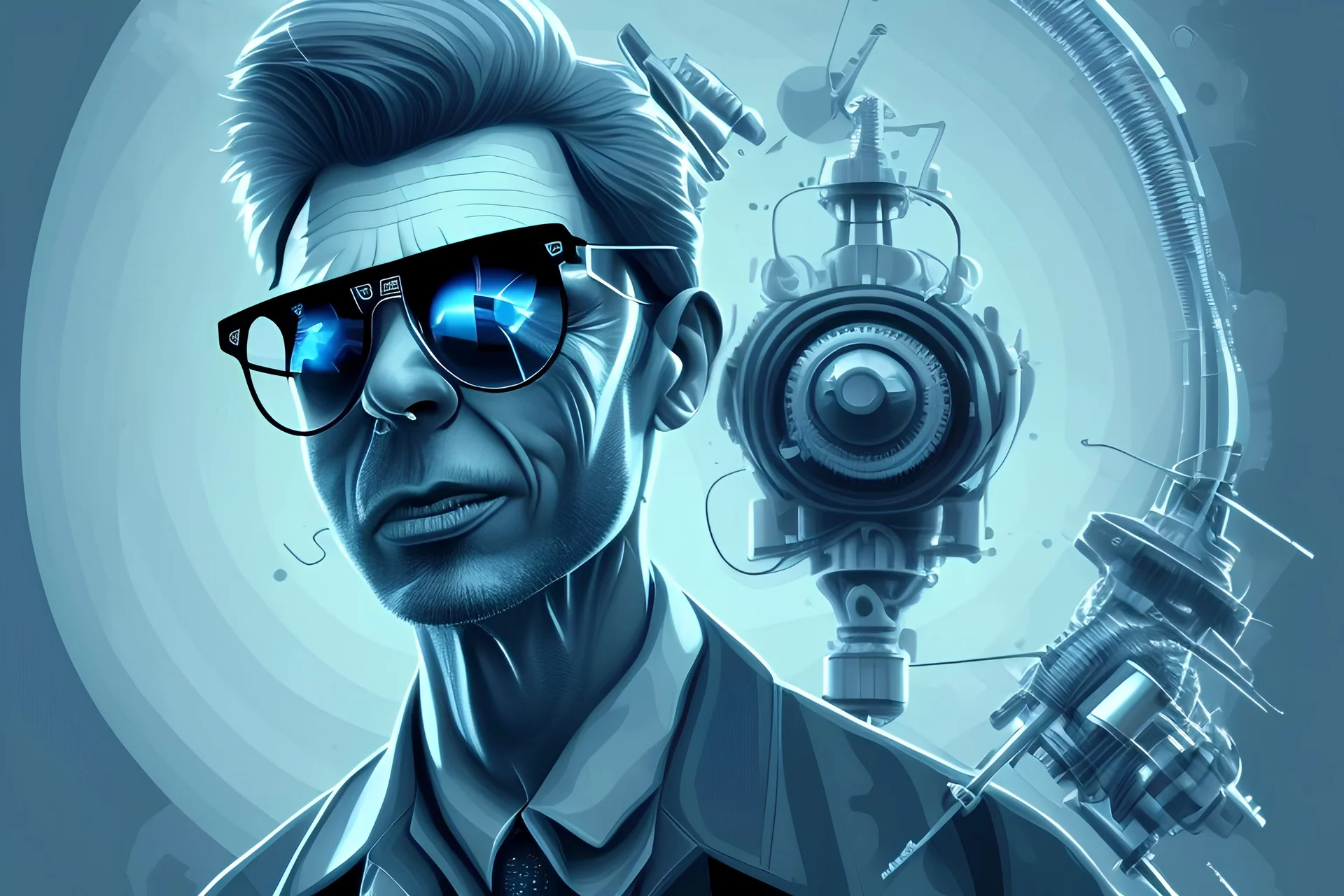 mad scientist, illustration, vector, bright, detailed, centered, graffiti portrait