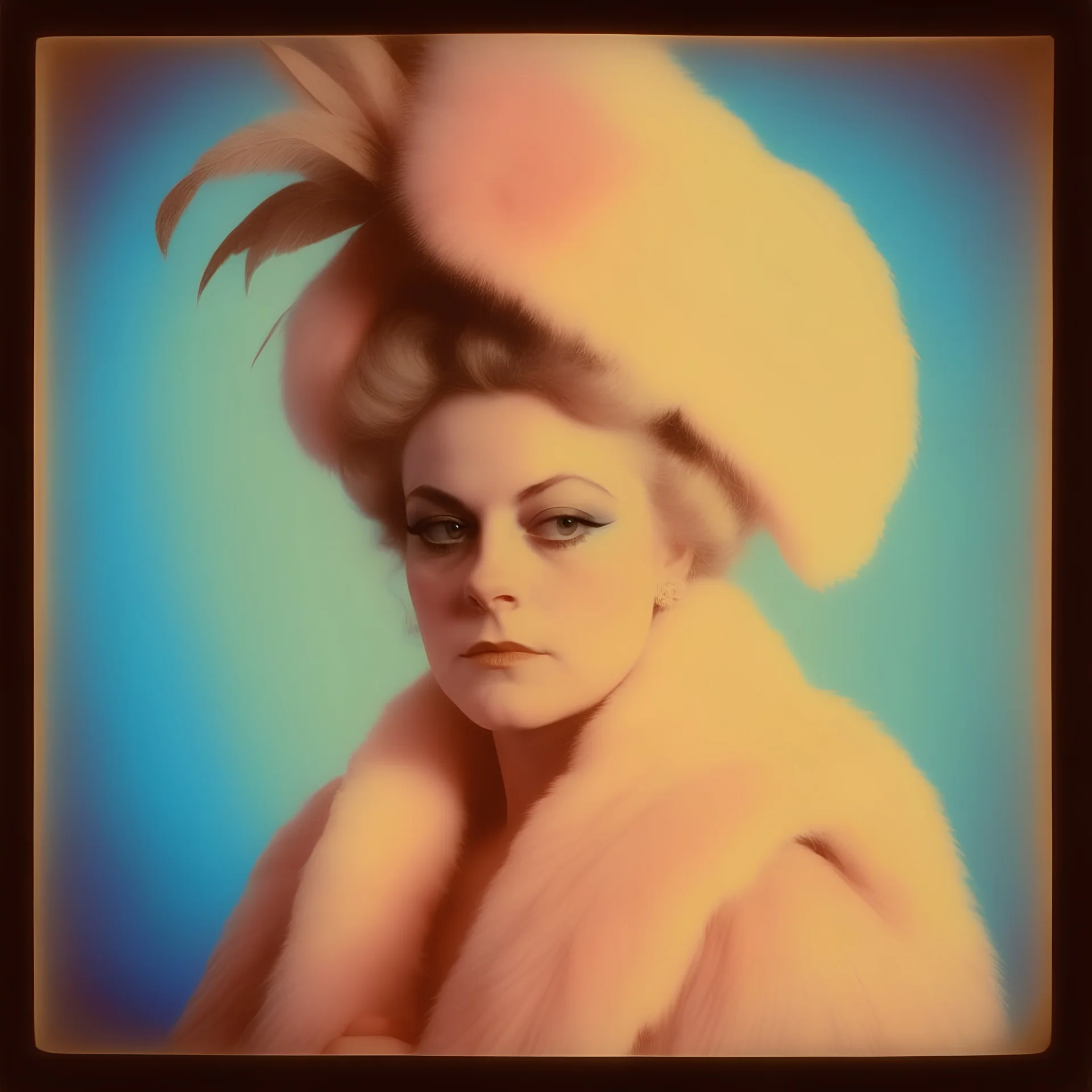 Marie-Antoinette in fur and rubans, polaroid