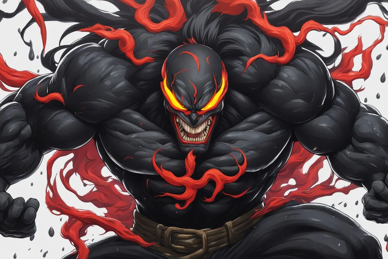 Venom Akuma in 8k Hayao Miyazaki draw style, street fighter them, neon effect, close picture, rain, highly detailed, high details, detailed portrait, masterpiece,ultra detailed, ultra quality