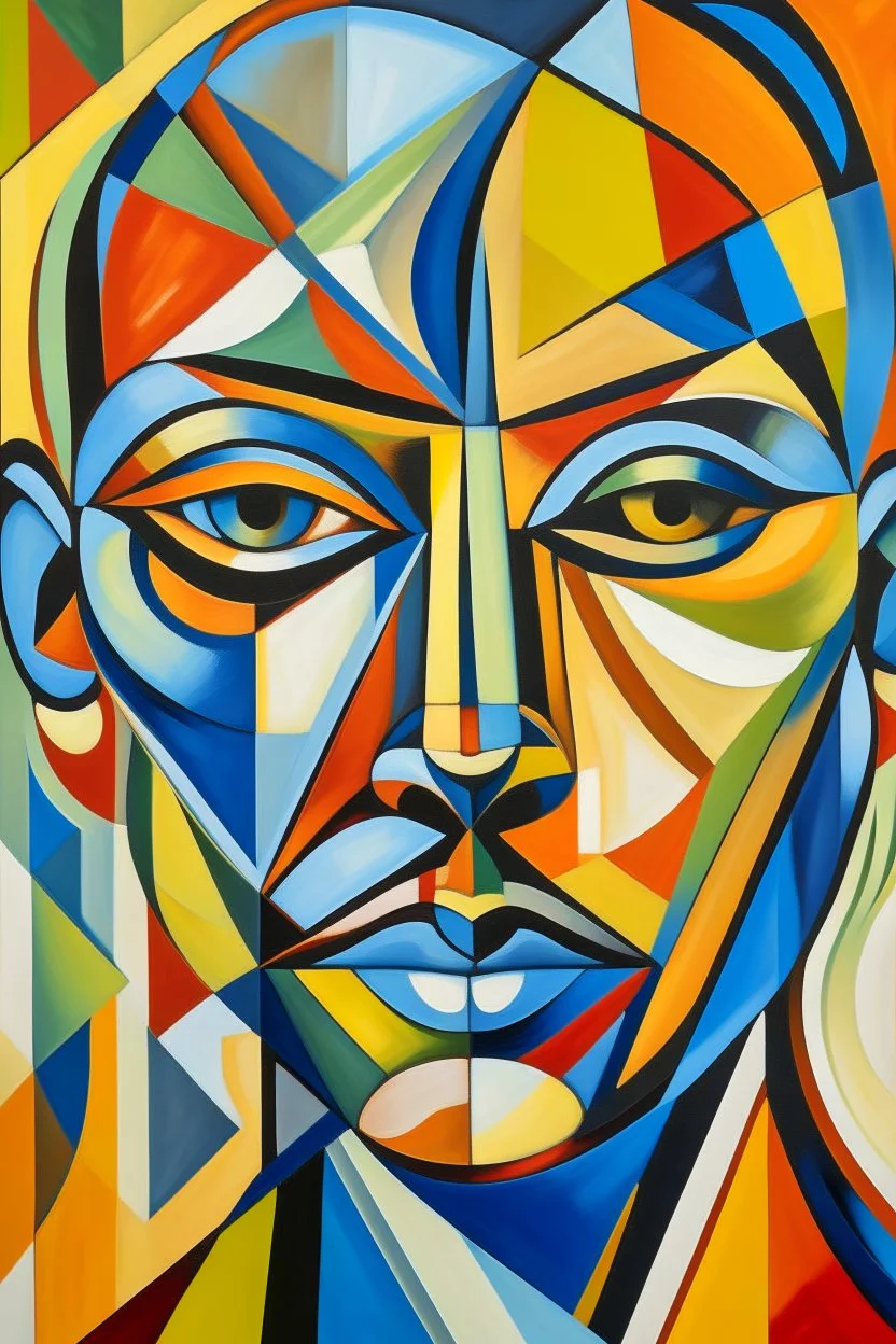 abstract art of Futurism cubist painting, portrait face of fashion designer Paul Smith.