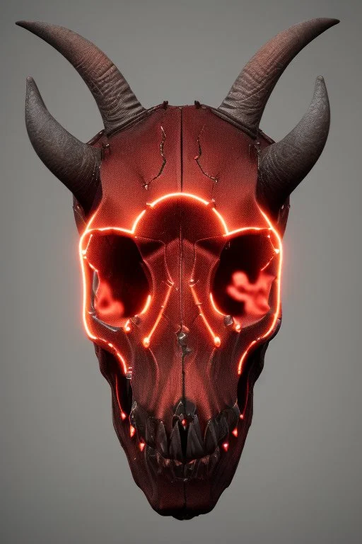 a devil's skull with circuitry for horns