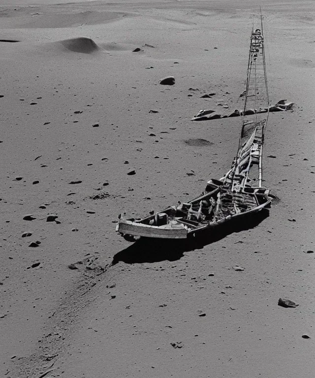 Sunken Viking ship on the lunar surface
