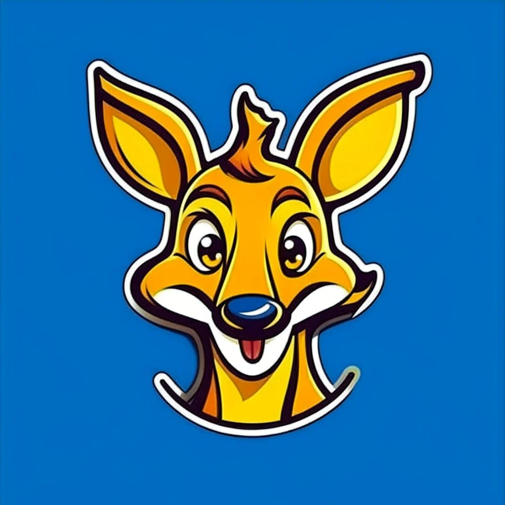 Kangaroo Mascot Logo in the style of 1997 pop culture.