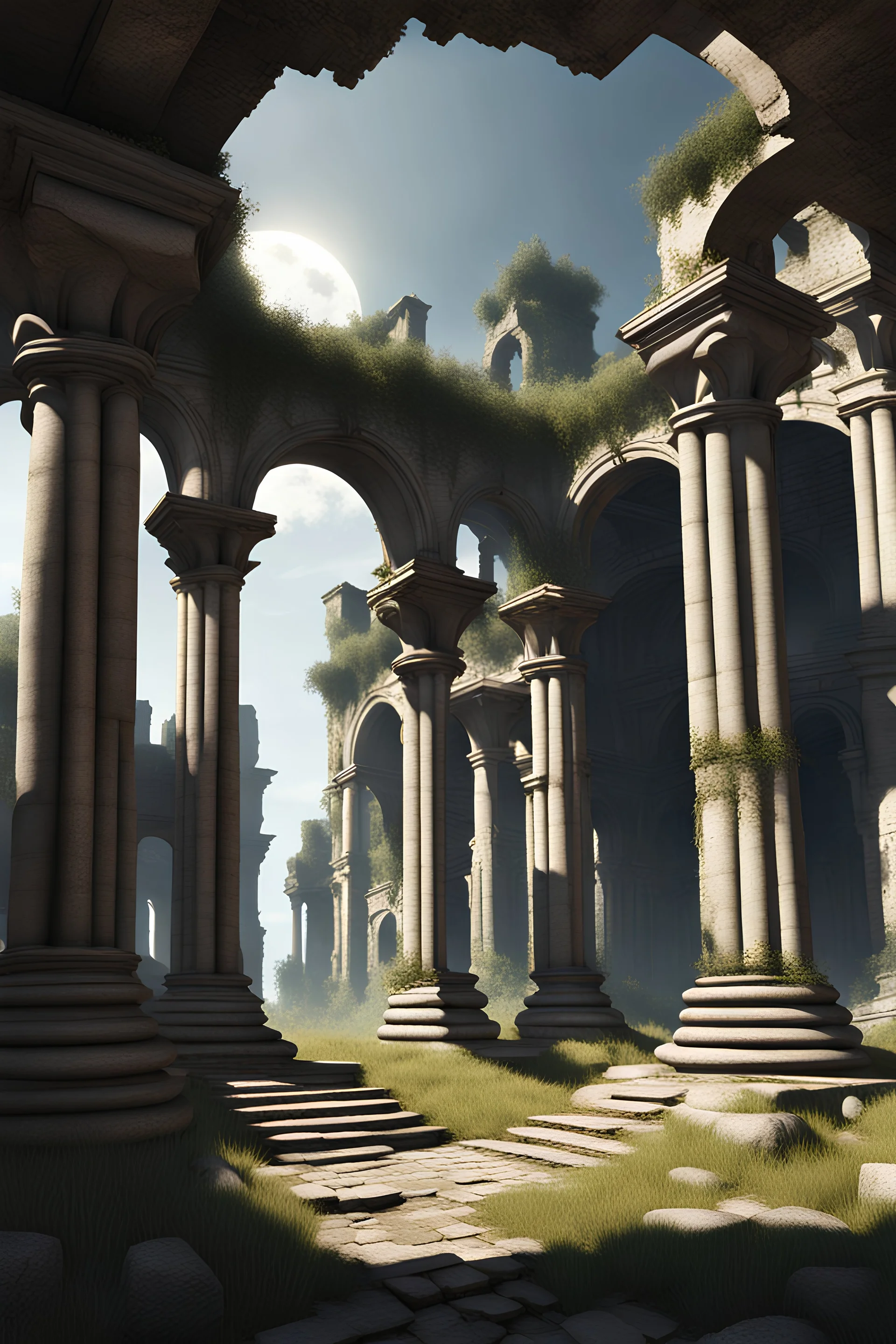 A virtual world about fantasy with antique ruins.