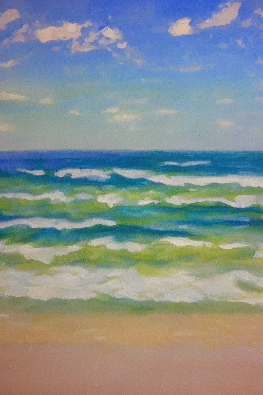 Impressionist painting of a beach