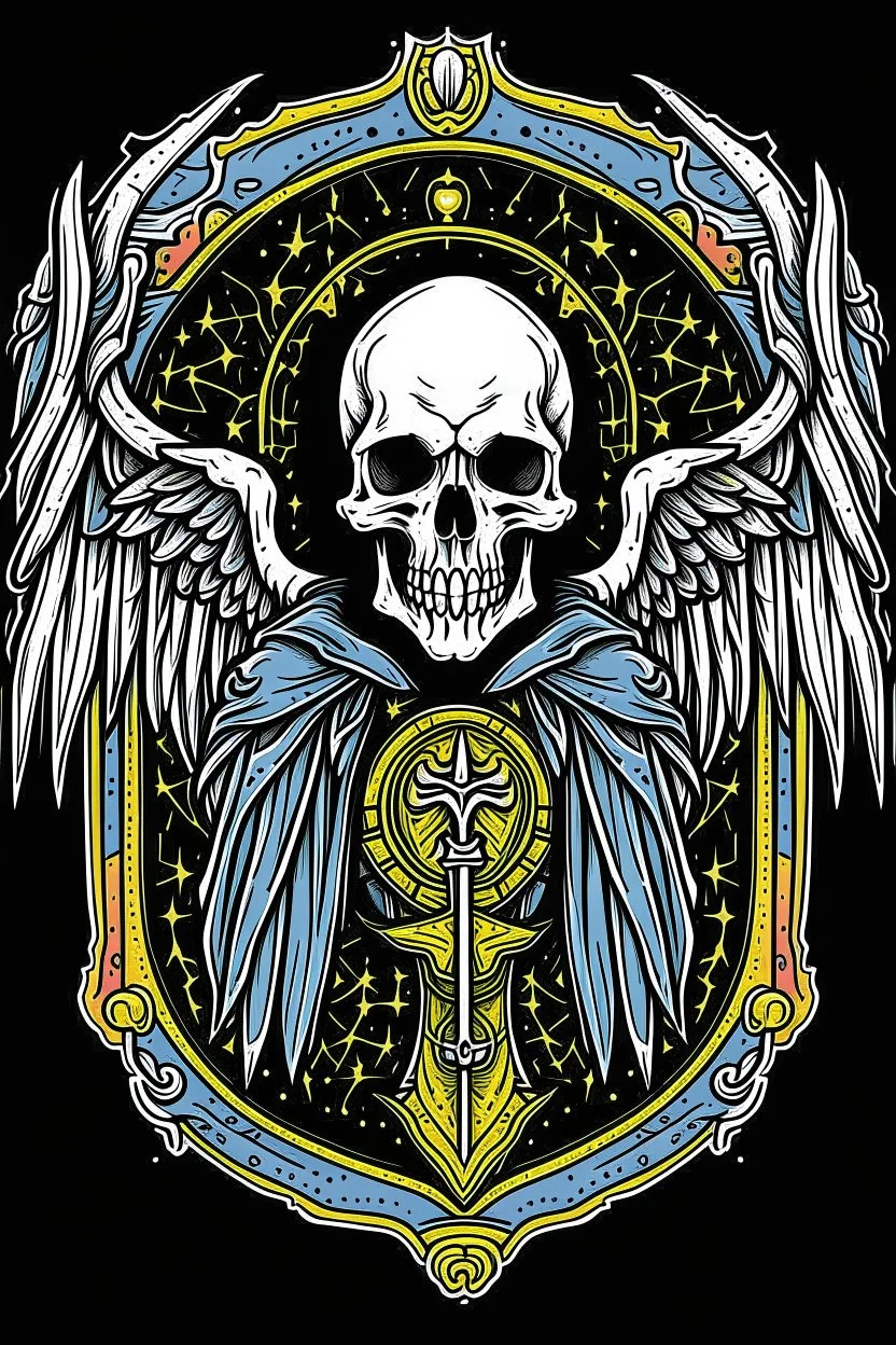 A coat of arms featuring the angel of death, science fiction