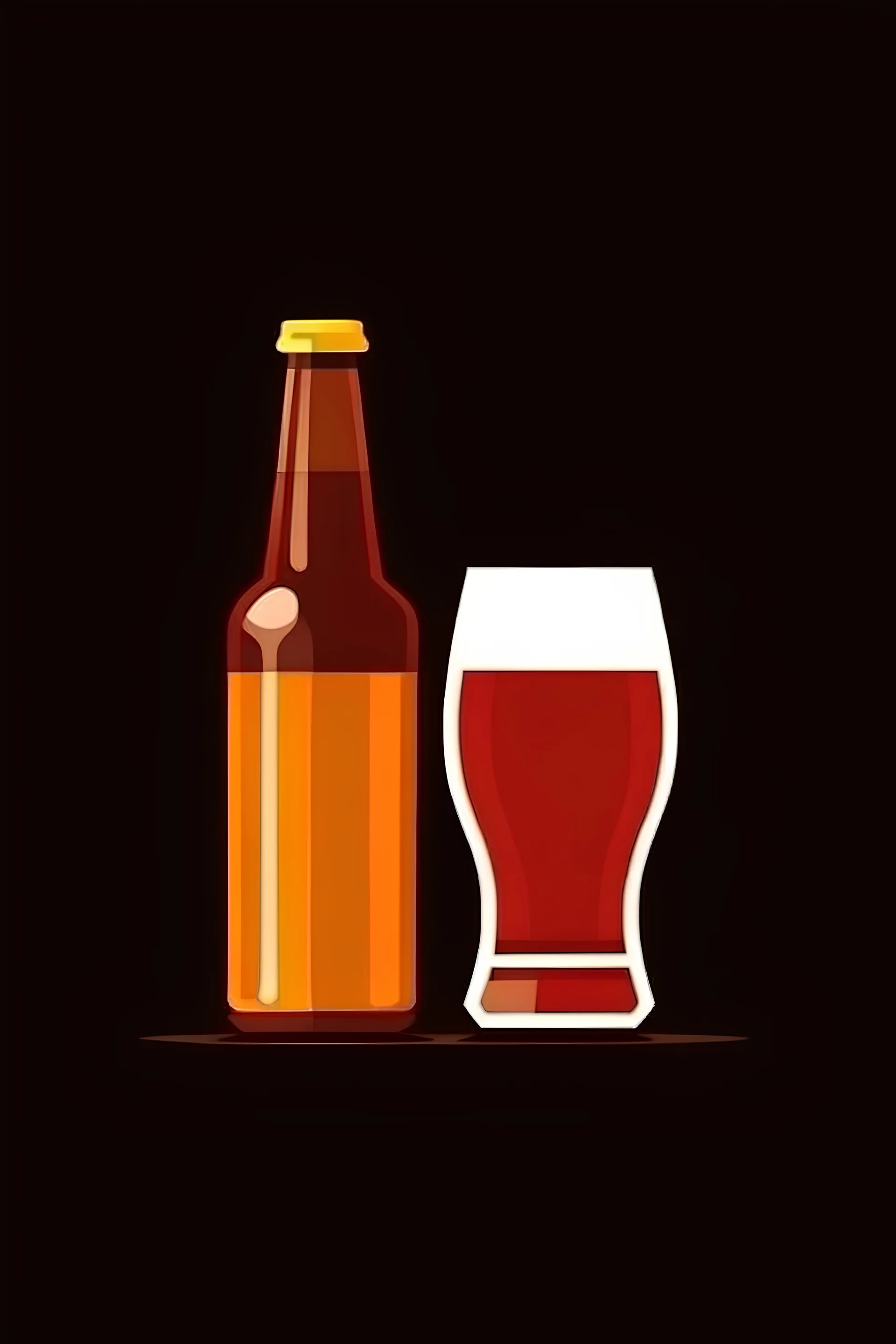 Beer bottle and glass vector icon. Bottle and Glass Beer for Bar or Cafe or Restaurant Symbol Logo illustration.