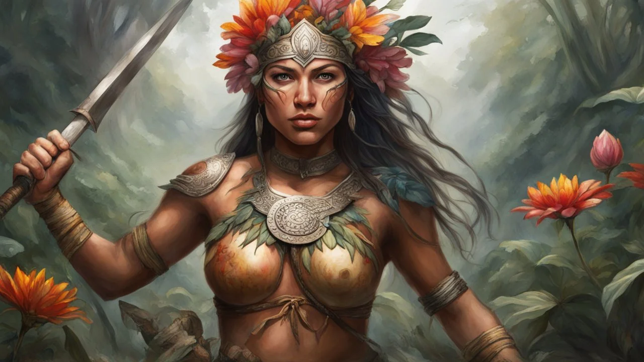 Amazon Warrior Woman, flower