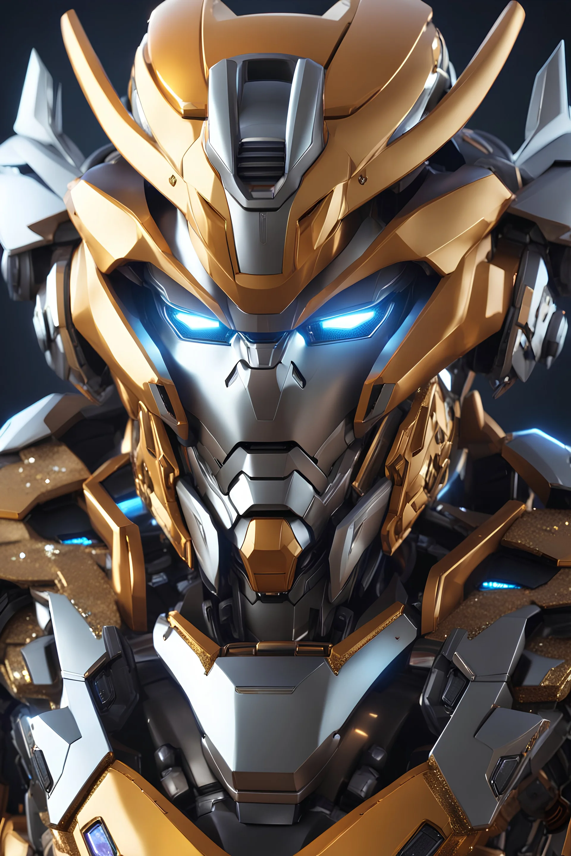 super robot with elements of Gundam, cool, gorgeous looks, anime, colorful outfit, highly detailed, sci-fi, futuristic, soft lighting, cinematic lightning, symmetrical, intricate, octane, bright color, 8k high definition, unreal engine 5, good pose, photo, sharp focus, ultra realistic, perfect anatomy, armor with glitter diamonds, jeweled skin, crystals, sapphires, ornate, white, translucent, silver