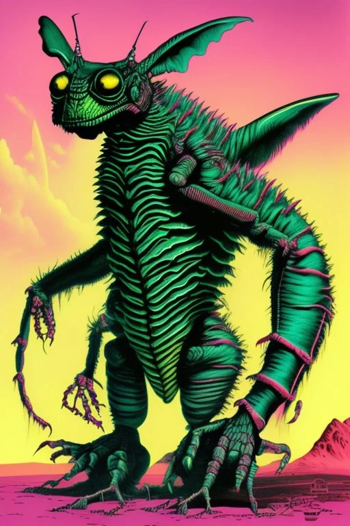 monster grasshopper 70s sci fi art