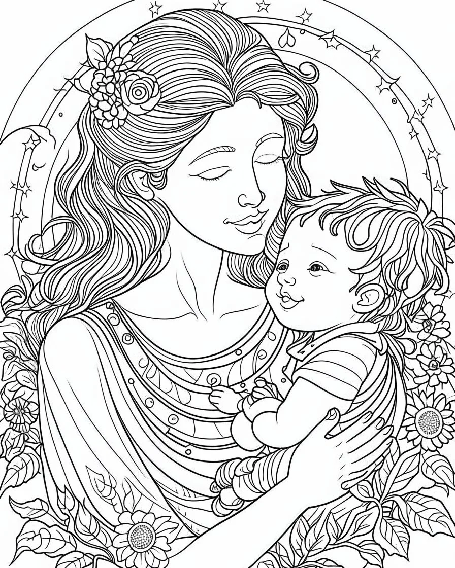 mothers love with his sun-loving mothers Day coloring page