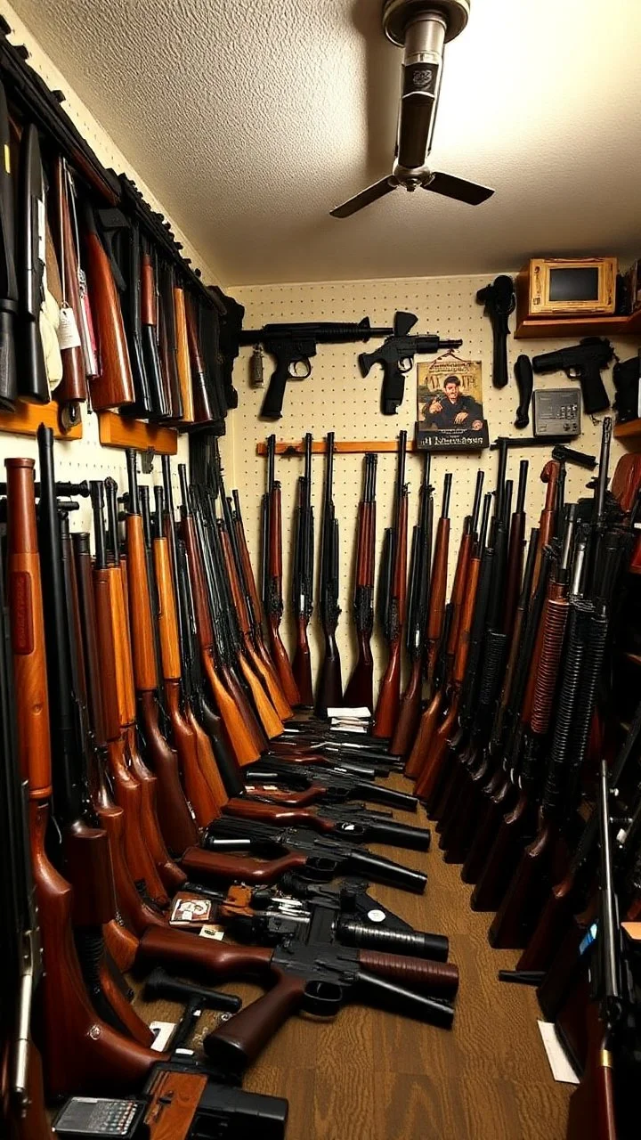 A room full of guns from all kinds