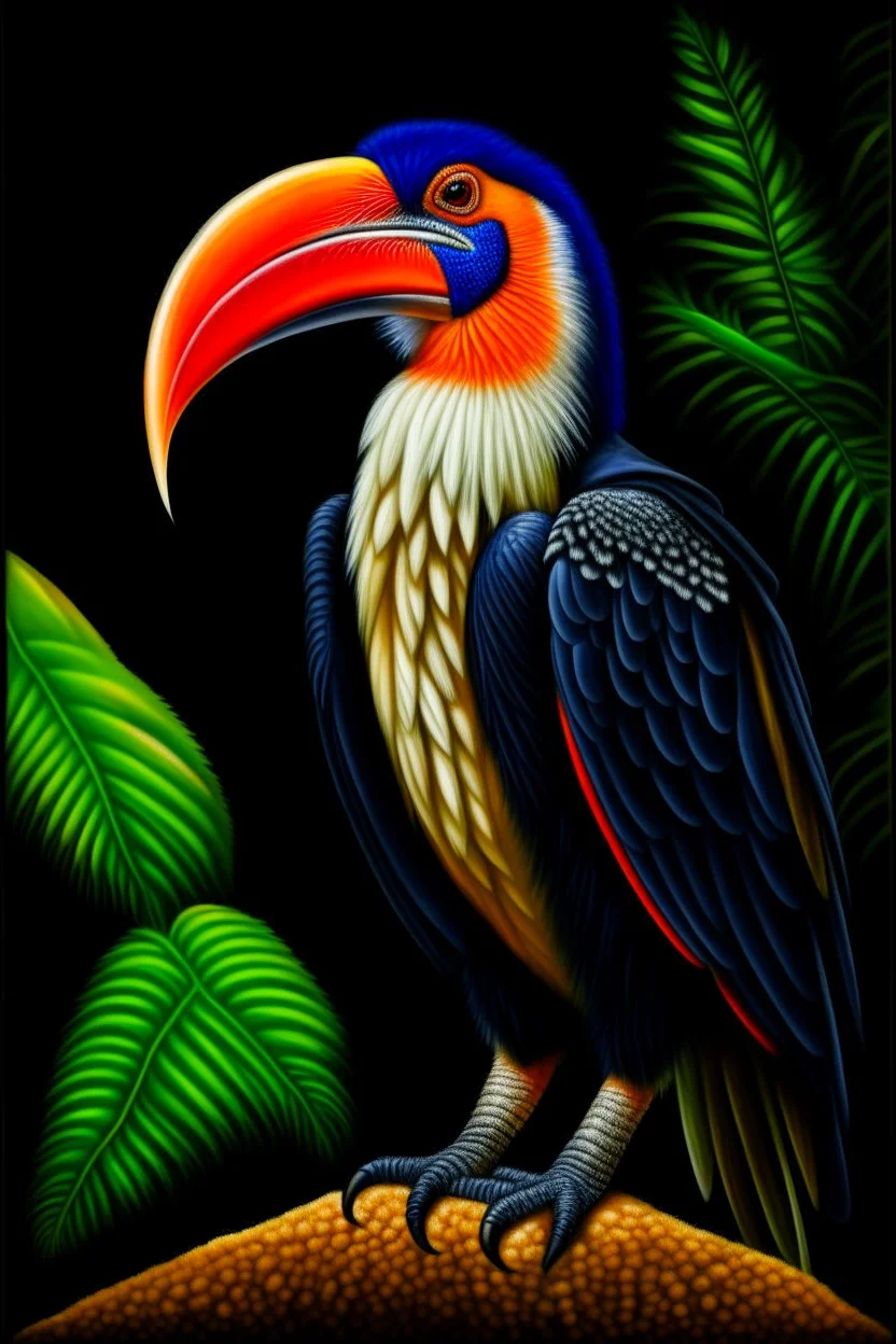 hornbill bird full body, digital art, photo, illustration, digital painting,oil painting, smooth, sharp focus, highly detailed, real bird, Bucerotidae