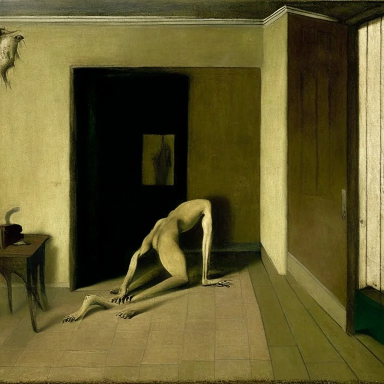 a chimera in a liminal room depicted by balthus