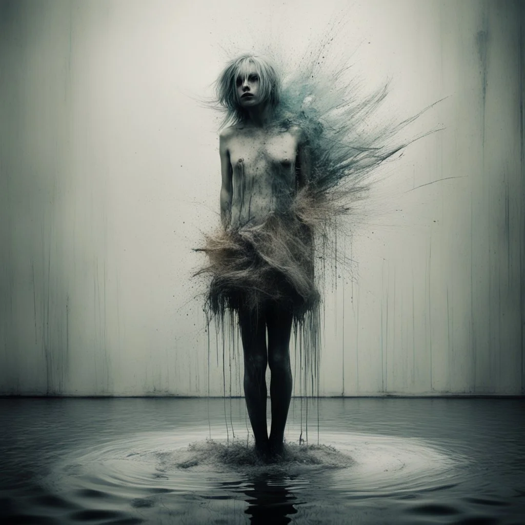 Fear death by water by Tokujin Yoshioka, Alice Pasquini, Costa Dvorezky, Ronald Balfour, Nathan Wirth, Francesca Woodman, Andy Warhol, Claude Cahun, Paolo Roversi, surreal hallucinatory, sharp focus, intricately detailed"