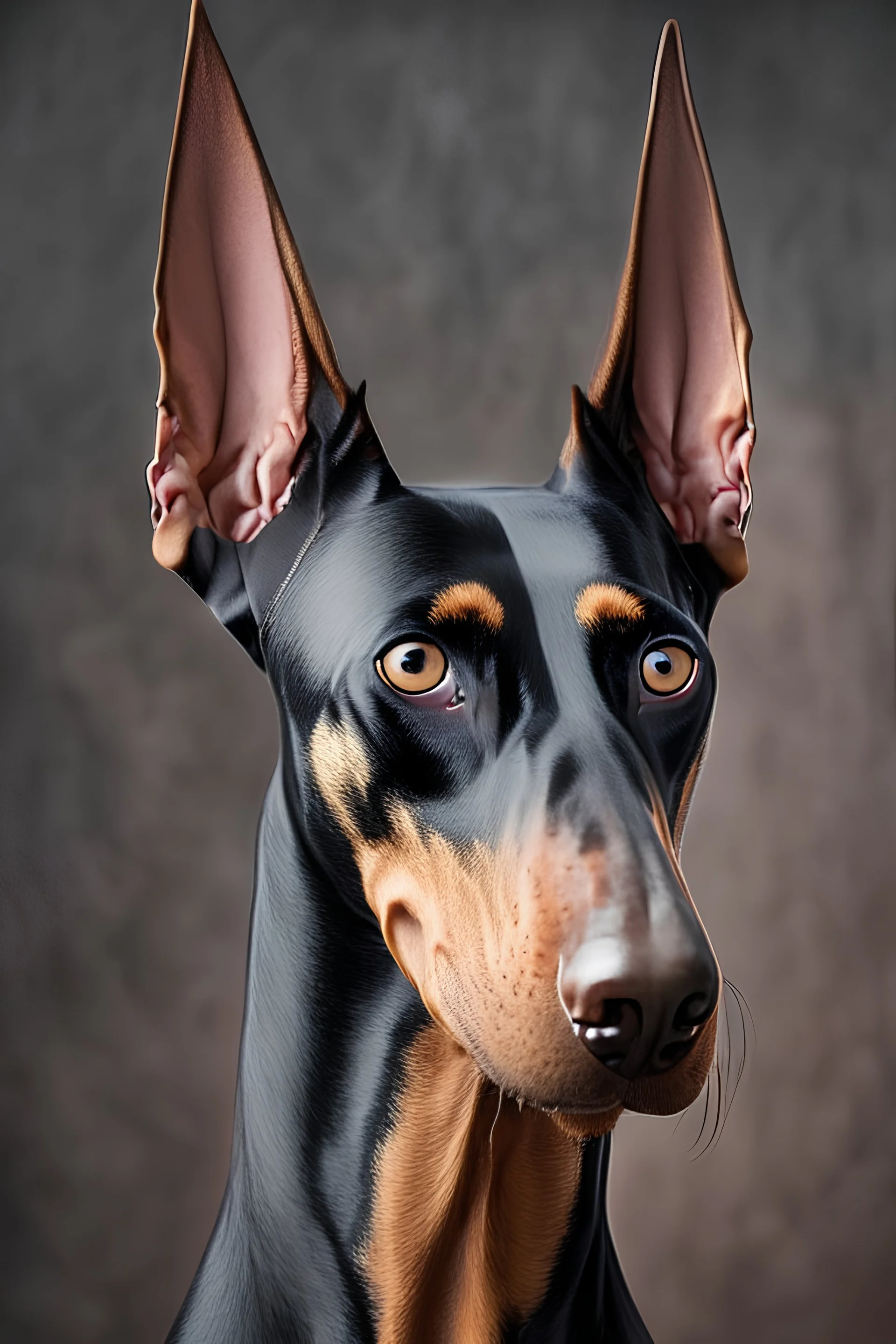 Portrait of Dogo Doberman with cropped ears