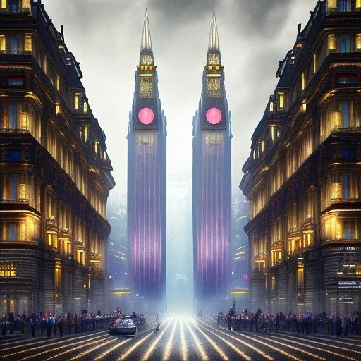 Square Piccadilly , Gothic city,Metropolis on sea by fritz Lang,otto hung,futurismo,