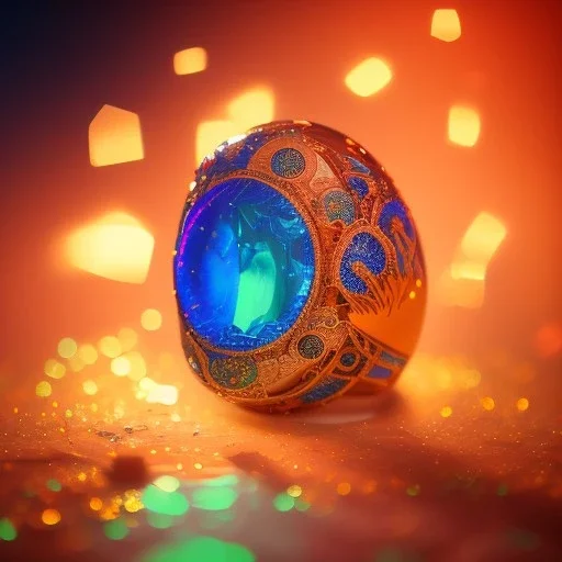 Ring made by wood roots and shreds of glass, orange diamonds sparkles, red rubi fragments around, blue lights reflexes, complex structure, gold details, intricate ring pattern, product studio shot, very detailed, dramatic light, 3/4 shot, octane render, 8k, 60° shot, humming bird, Unreal Engine 5, lens macro,sharp focus, realistic, hyper detailed, studio lighting, neon light ambient,