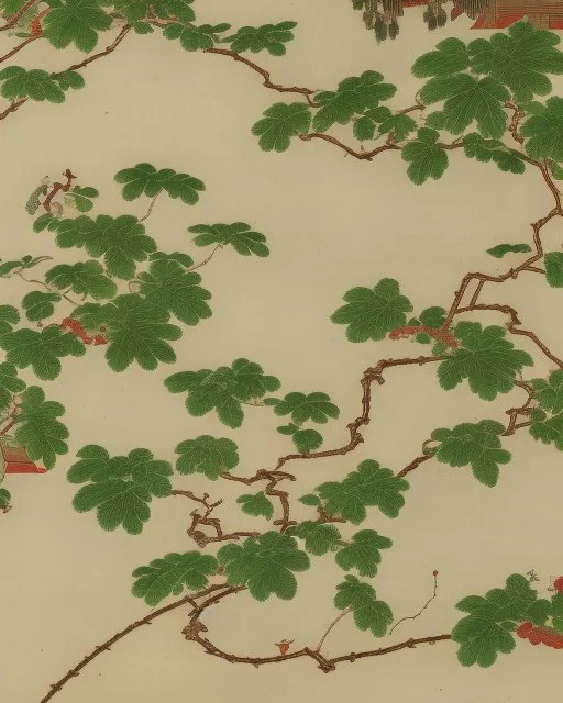 17th-century chinoiserie design of bare invasive vines