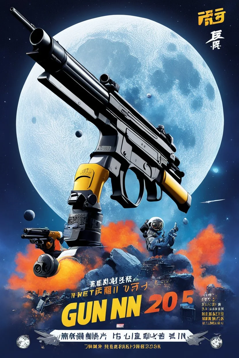 Poster of the GUN-FU international competition of September 2025. Location: the Moon Main illustration is a high res photo by John Woo