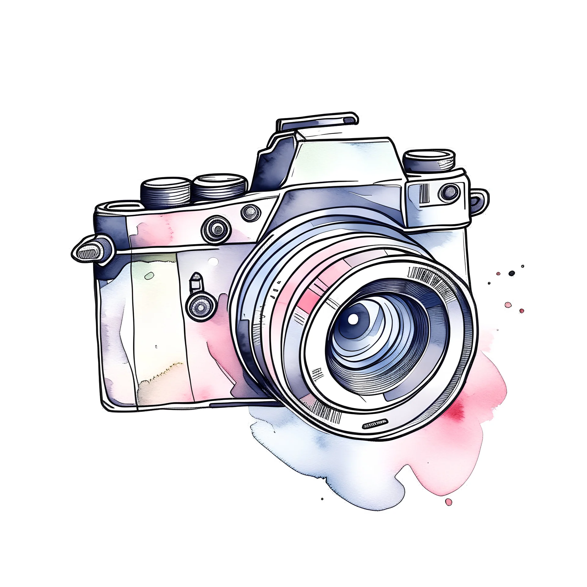 camera canon outline icon water color