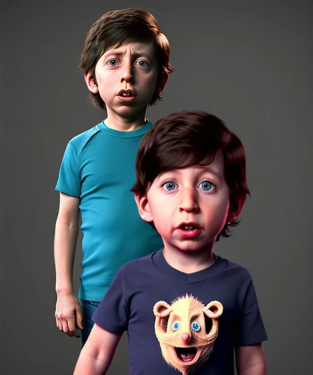 Howard wolowitz toddler, full body, dramatic lighting, angry, hyper realistic,