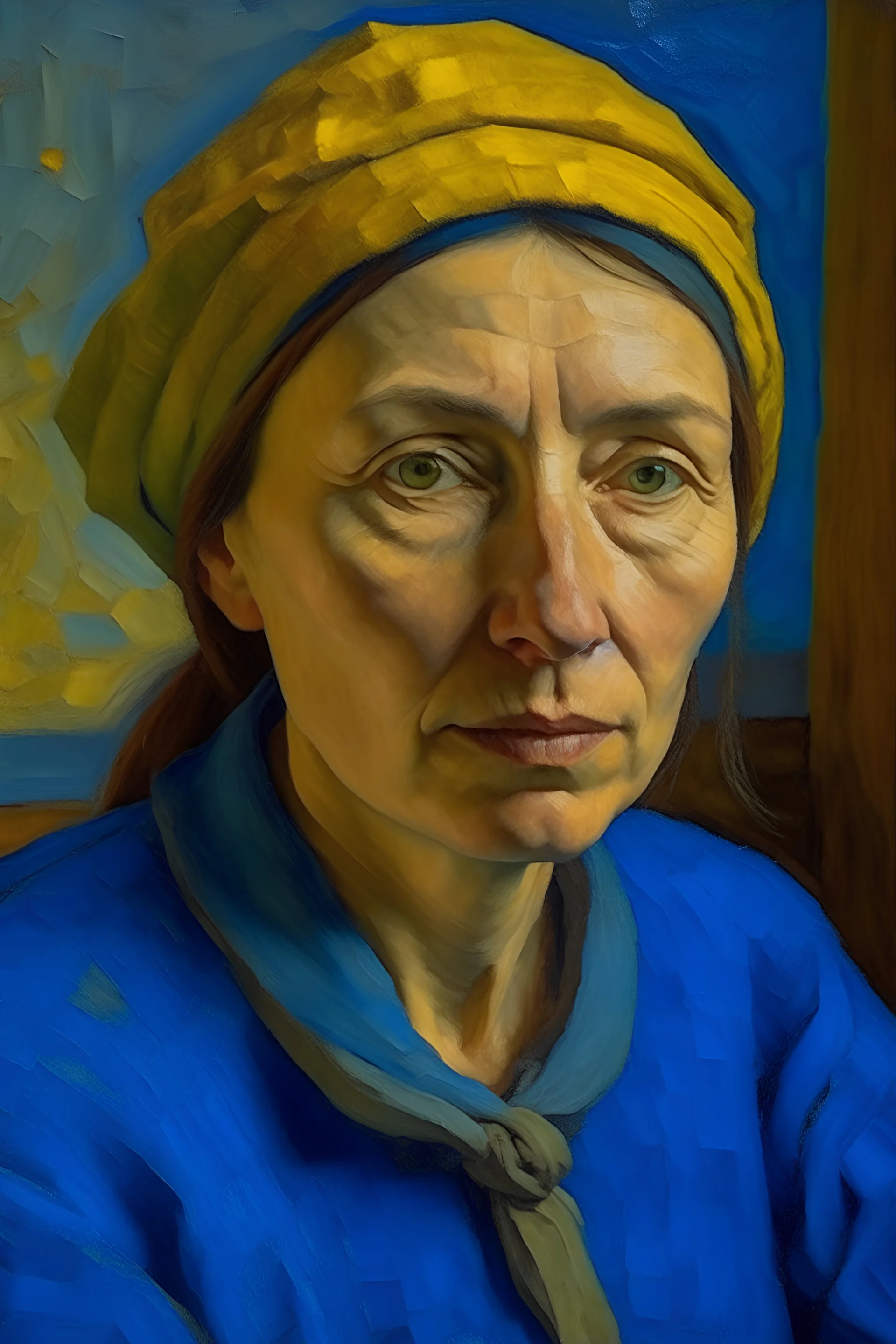 retrato de Silvia Inés Tomas, trabajadora de la UNR, Rosario, Santa Fe, Argentina, según Van Gogh