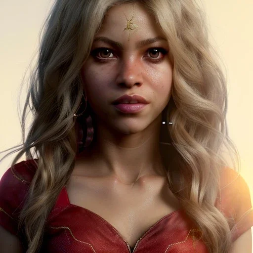 Shakira, artist, 30 years old, Realistic image, waist up portrait, etro style dress. loose long hair, eyes make up, perfect, glow, circle iris. concept art, smooth, unreal engine 5, god lights, ray tracing, RTX, lumen lighting, ultra detail, volumetric lighting, 3d, finely drawn, high definition, 4k.