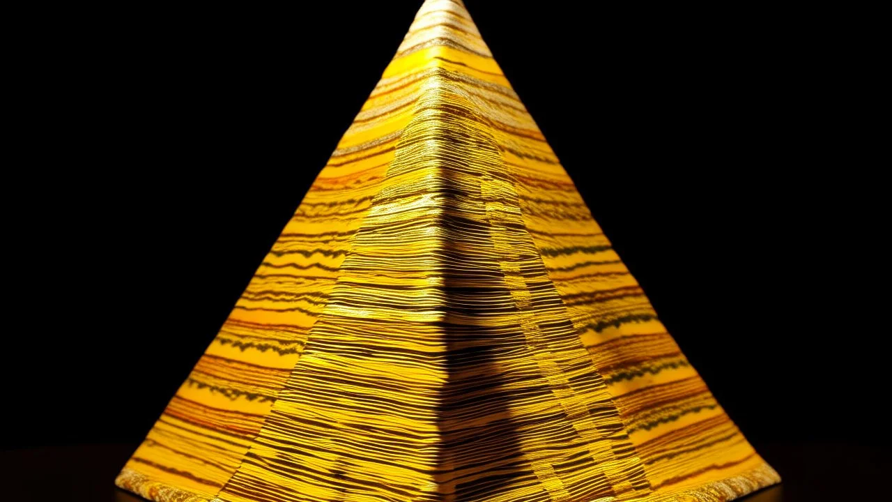 An ivory yellow sunlight pyramid designed in Navajo woven art painted by Claude Monet