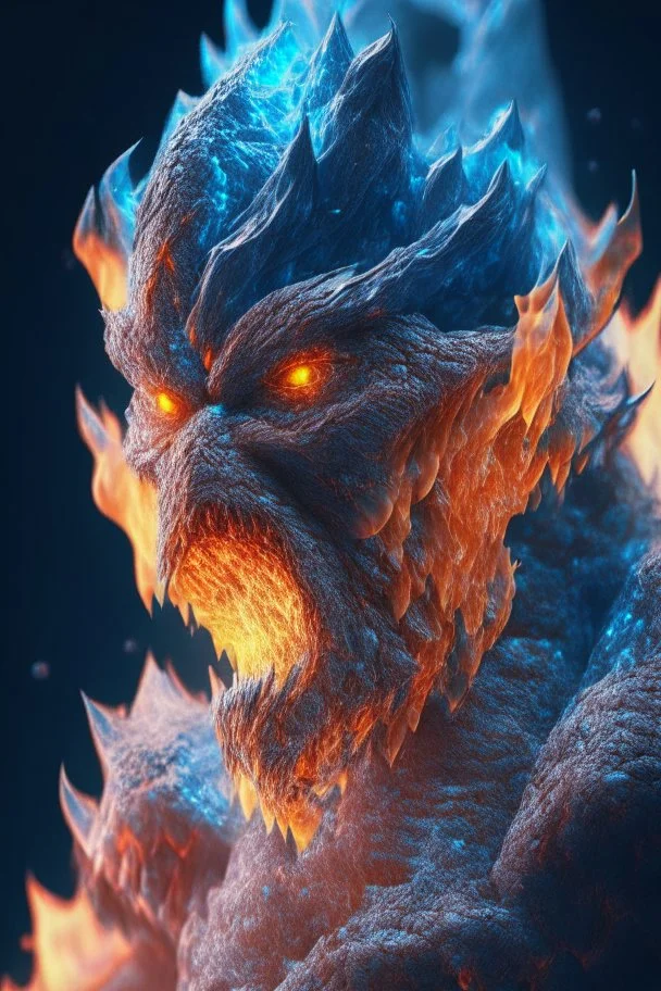 Lava iced fused creature ,insanely detailed,16k resolution,