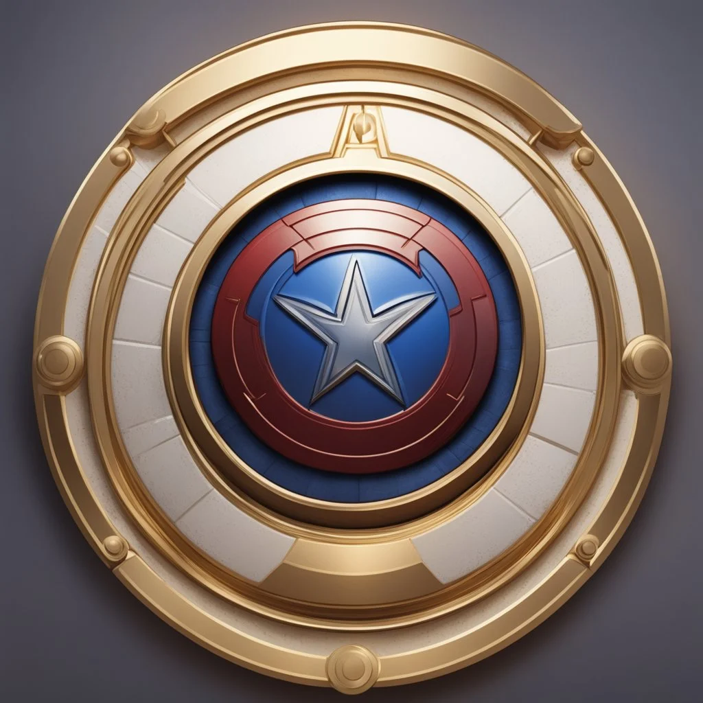 captain america logo animated inside a golden medalion