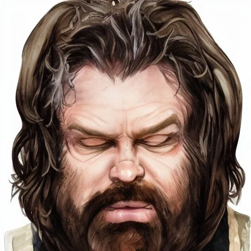 dnd, dwarf, priest, heavy armour, portrait, only face, close up, watercolour, grey beard, long hair