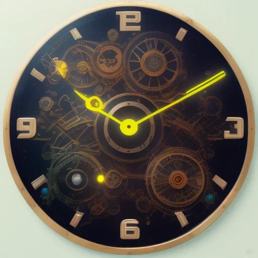 Steampunk cyber clock face,steampunk center composition, ultra realistic, shiny, smooth, studio quality, octane render, Surrealism, Triadic colour scheme,glow-stick, ambient lighting,nightclub lighting, polaroid, 100mm, --ar 1:1 --v4