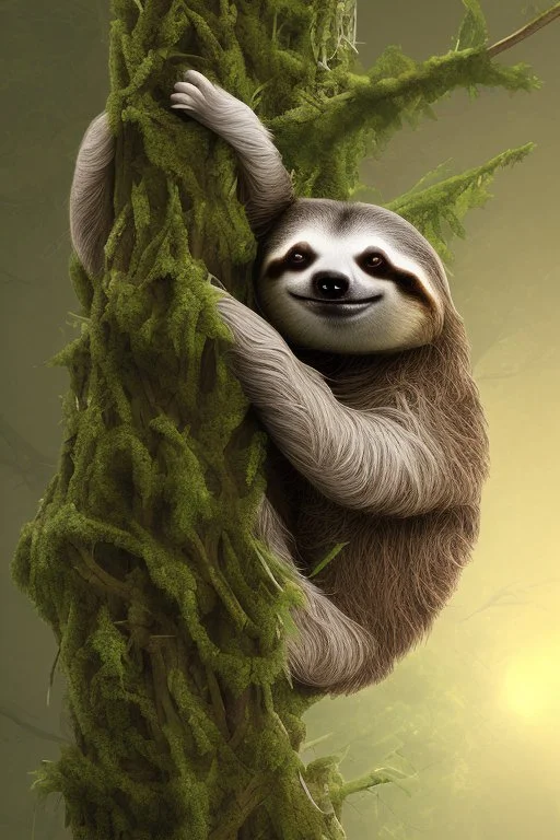 Sloth hanging from tree