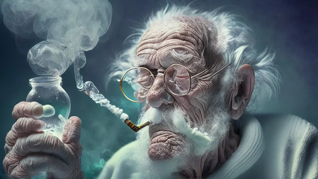 65 year old with a glass pipe smoking a hard white chunky substance