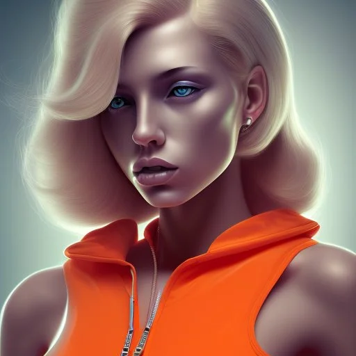 female prisoner, hyper realistic, orange jumpsuit, blonde hair