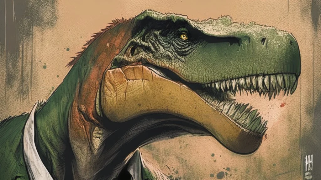 Dinosaur, T-rex, Comic style, portrait