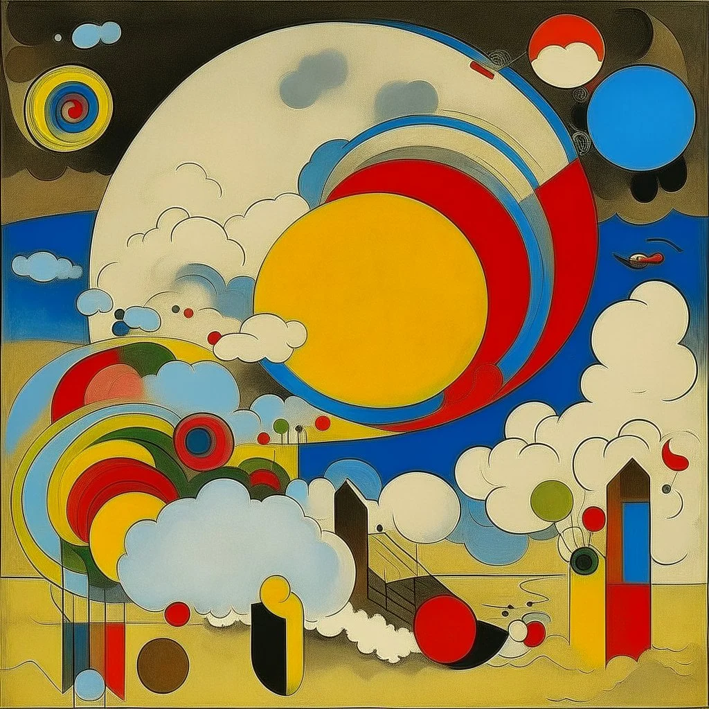 Clouds with hieroglyphics painted by Wassily Kandinsky