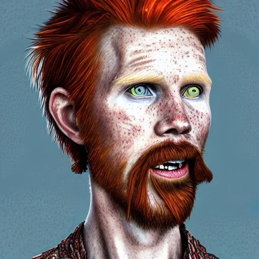 Portrait of Courtney Gains as a ruggedly handsome, joyful, roguish pirate, charismatic, attractive male, masculine, perfect, precisely detailed clear eyes, unblemished, flawless skin, softly freckled face; meticulously detailed multi-hued ginger carrot-colored cherry fire red hair; fantasy, intricate, elegant, highly detailed, digital painting, concept art, matte, sharp focus, illustration, art by artgerm and greg rutkowski and alphonse mucha